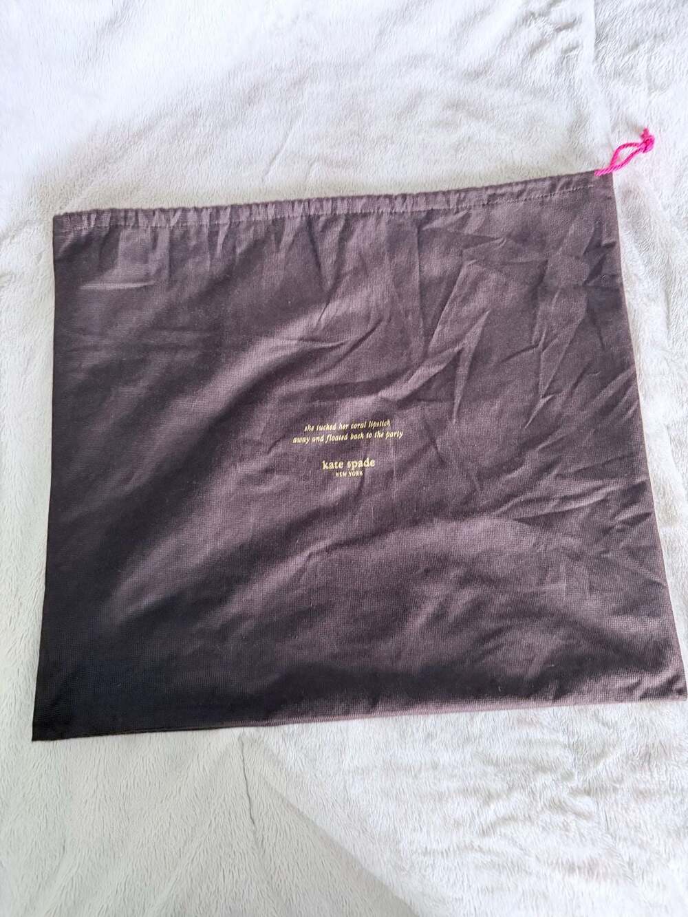 Kate Spade New York Brown Dust Bag with Quote 19x16